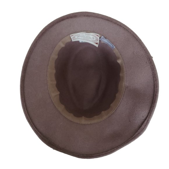 Designer Vintage Rabbit Hair Fedora Brown with Ribbon Trim - Picture 5 of 9